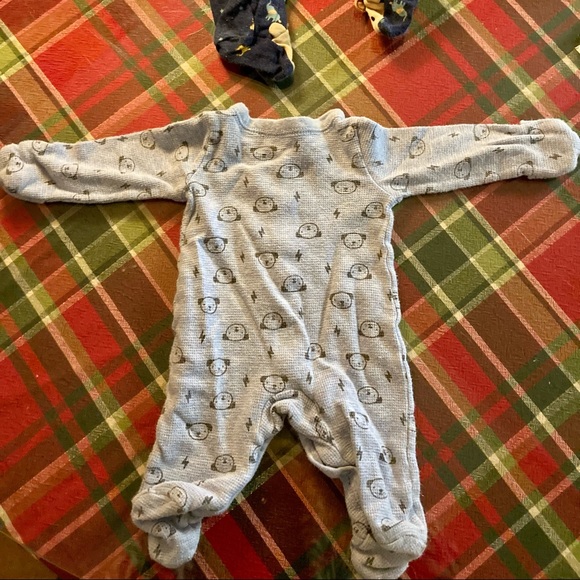 Child of Mine Boys Button Up Footed Pajamas New Born 2 piece - Picture 4 of 11